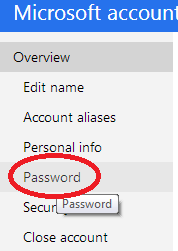 Microsoft account password link